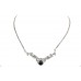 Silver Necklace Black Onyx Sterling Marcasite 925 Pendant Gemstone A563